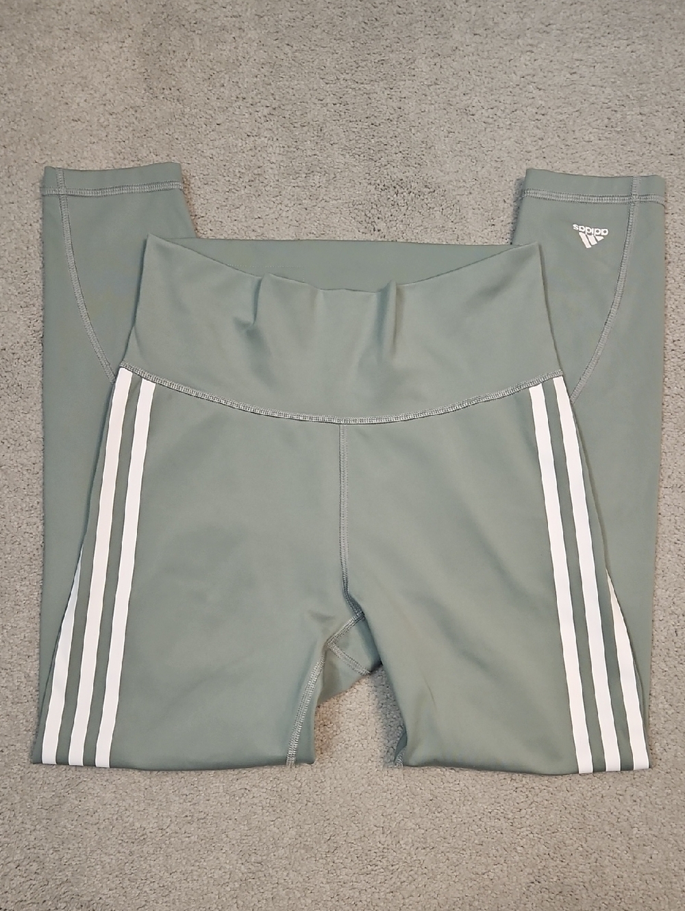adidas Sage Green Womens 3-Stripe Leggings